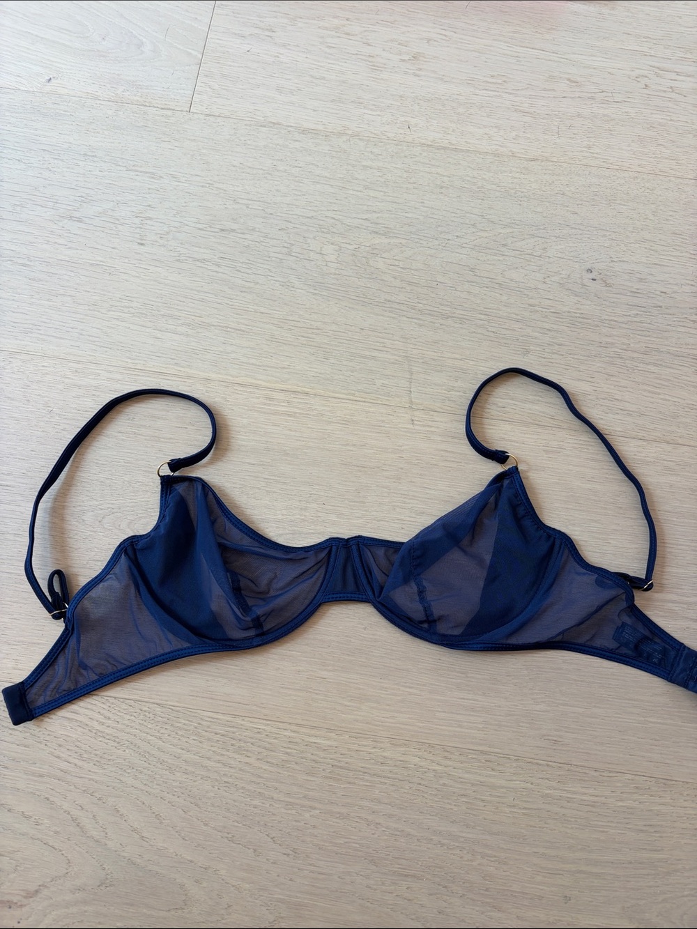 Navy Sheer Underwire Bra with Adjustable Straps